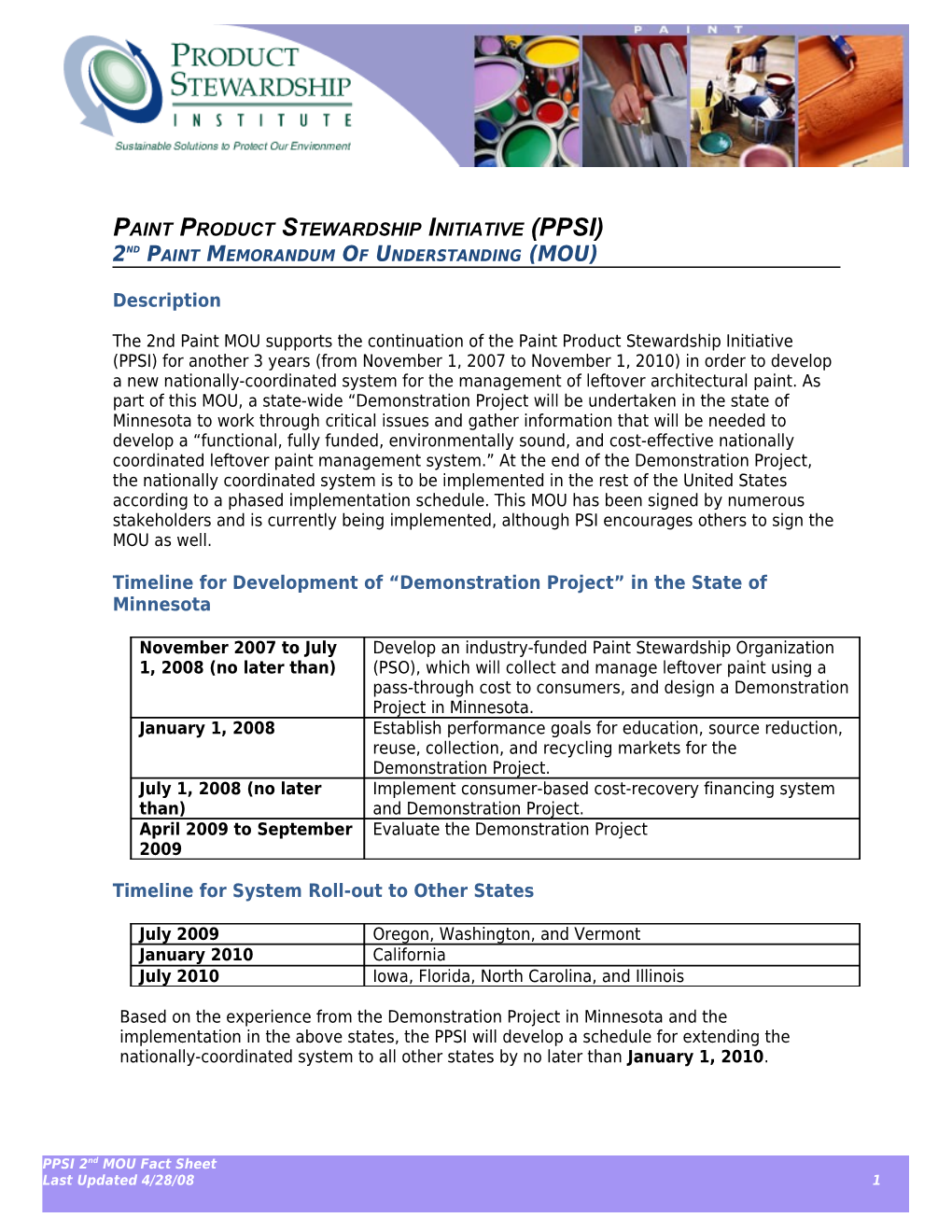 Paint Product Stewardship Initiative (Ppsi)