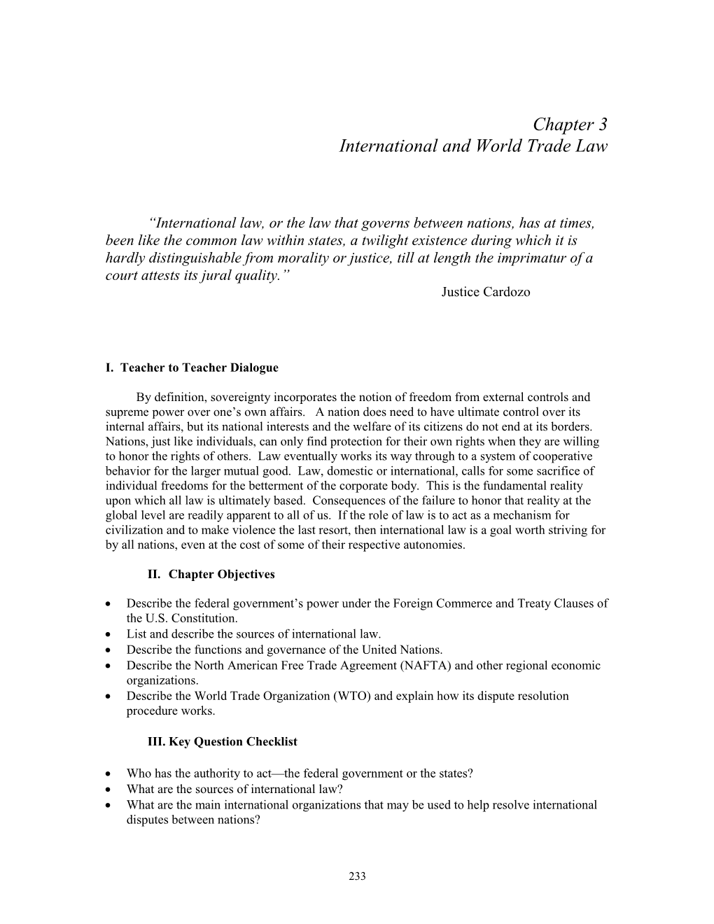 International and World Trade Law