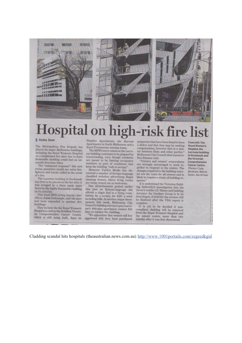 Cladding Scandal Hits Hospitals (Theaustralian.News.Com.Au)