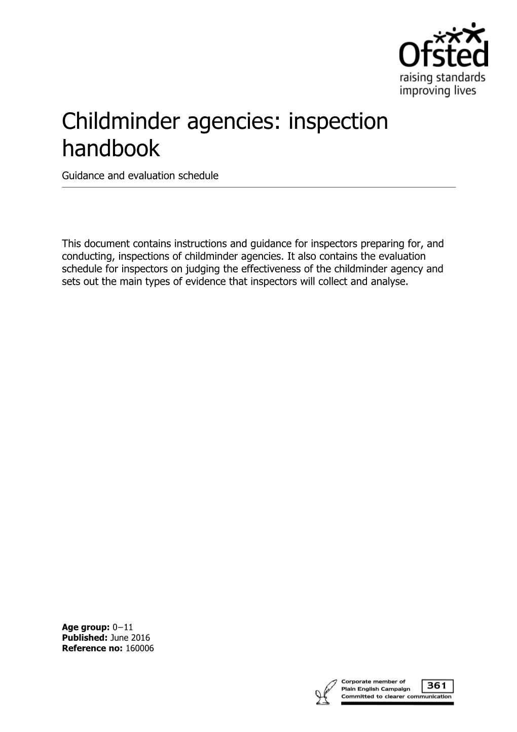 Childminder Agencies: Inspection Handbook