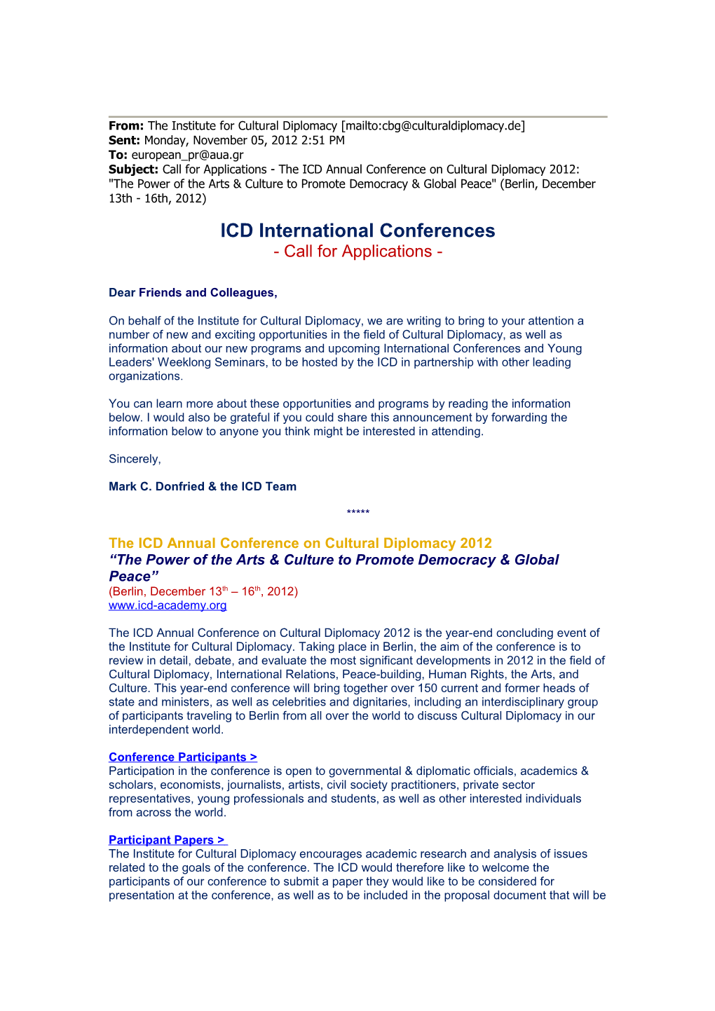 ICD International Conferences