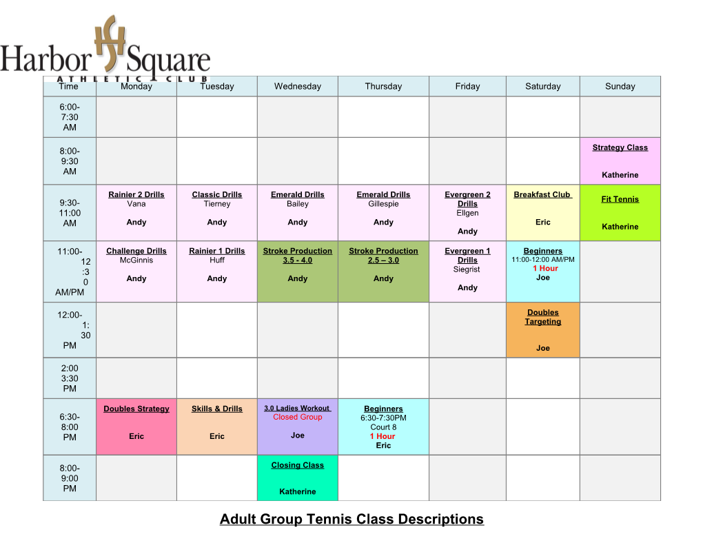 Weekly Homework Schedule