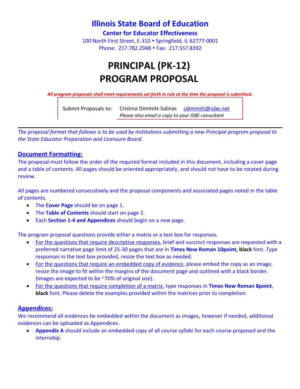 Principal (PK-12) Program Proposal
