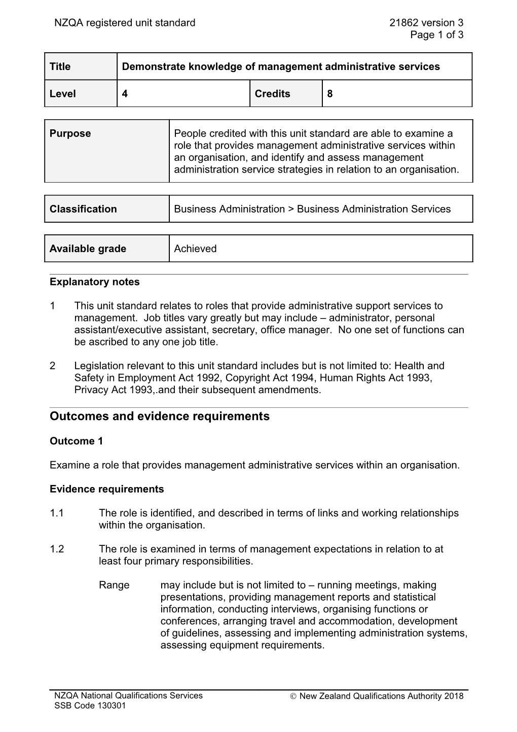 21862 Demonstrate Knowledge of Management Administrative Services