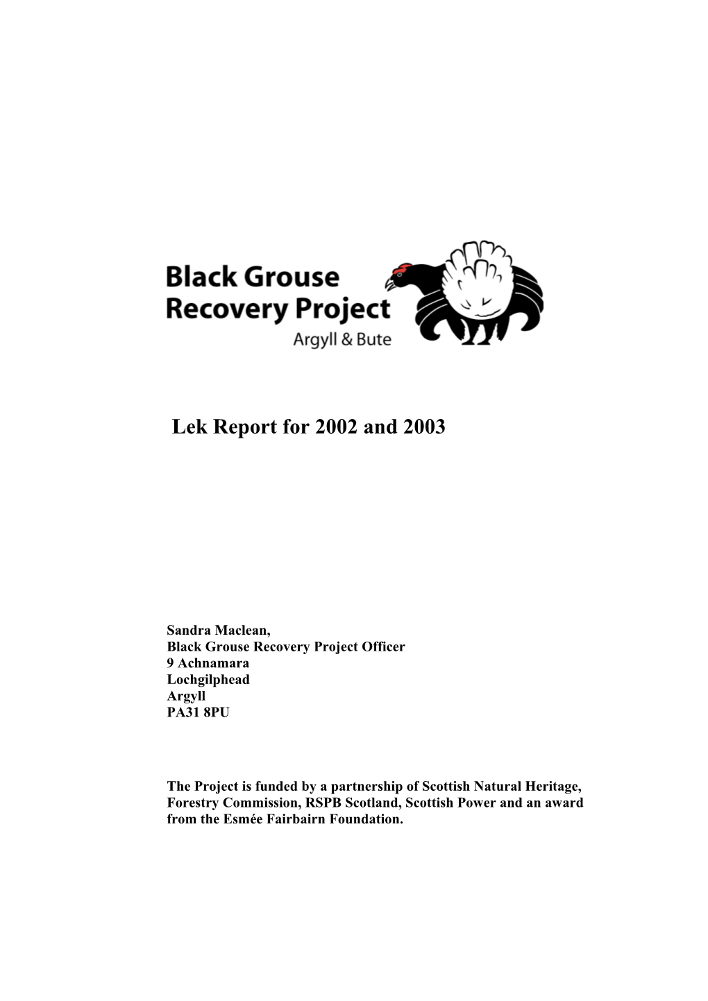 Lek Report for 2002 and 2003