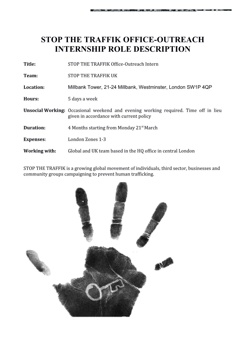 STOP the TRAFFIK Office-Outreach Internship Role Description