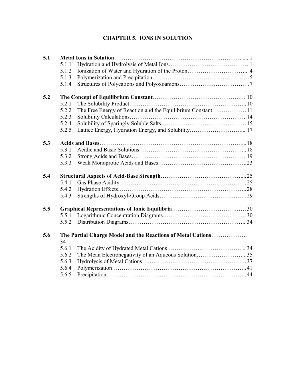 Chapter 5. Ions in Solution