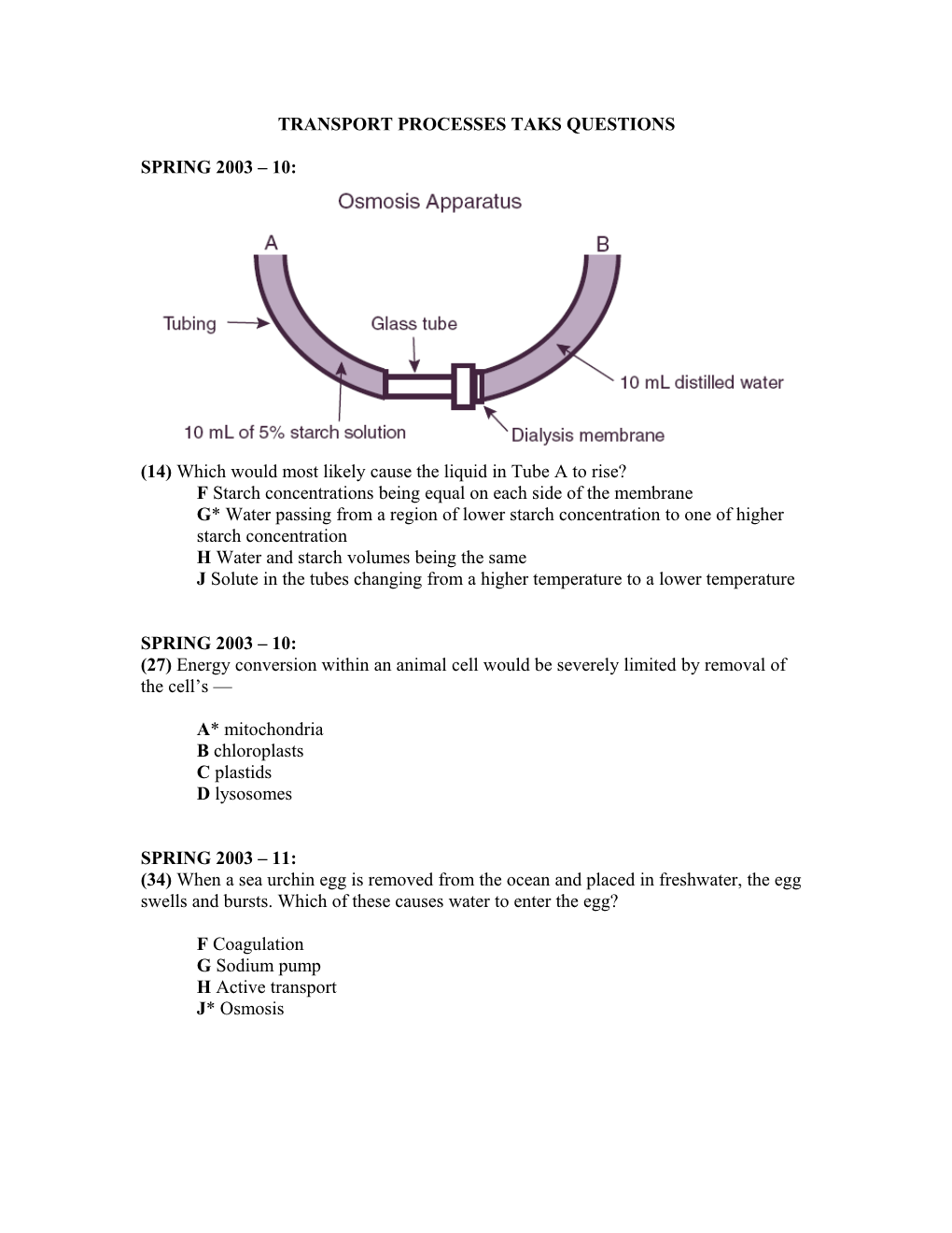 Transport Processes Taks Questions