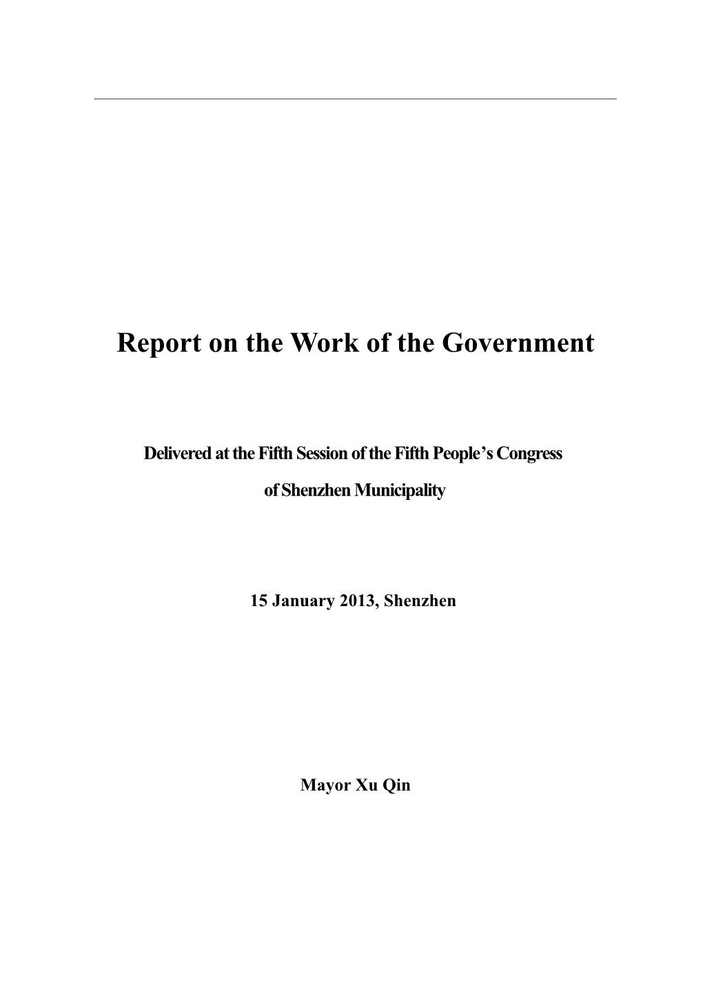 Report on the Work of the Government