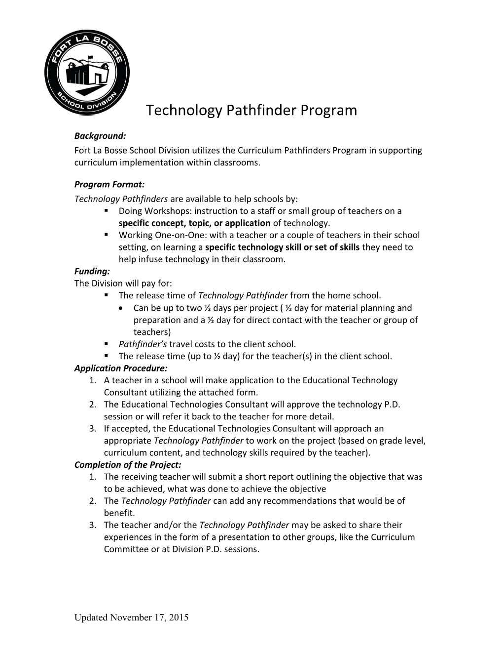 Technology Pathfinder Program