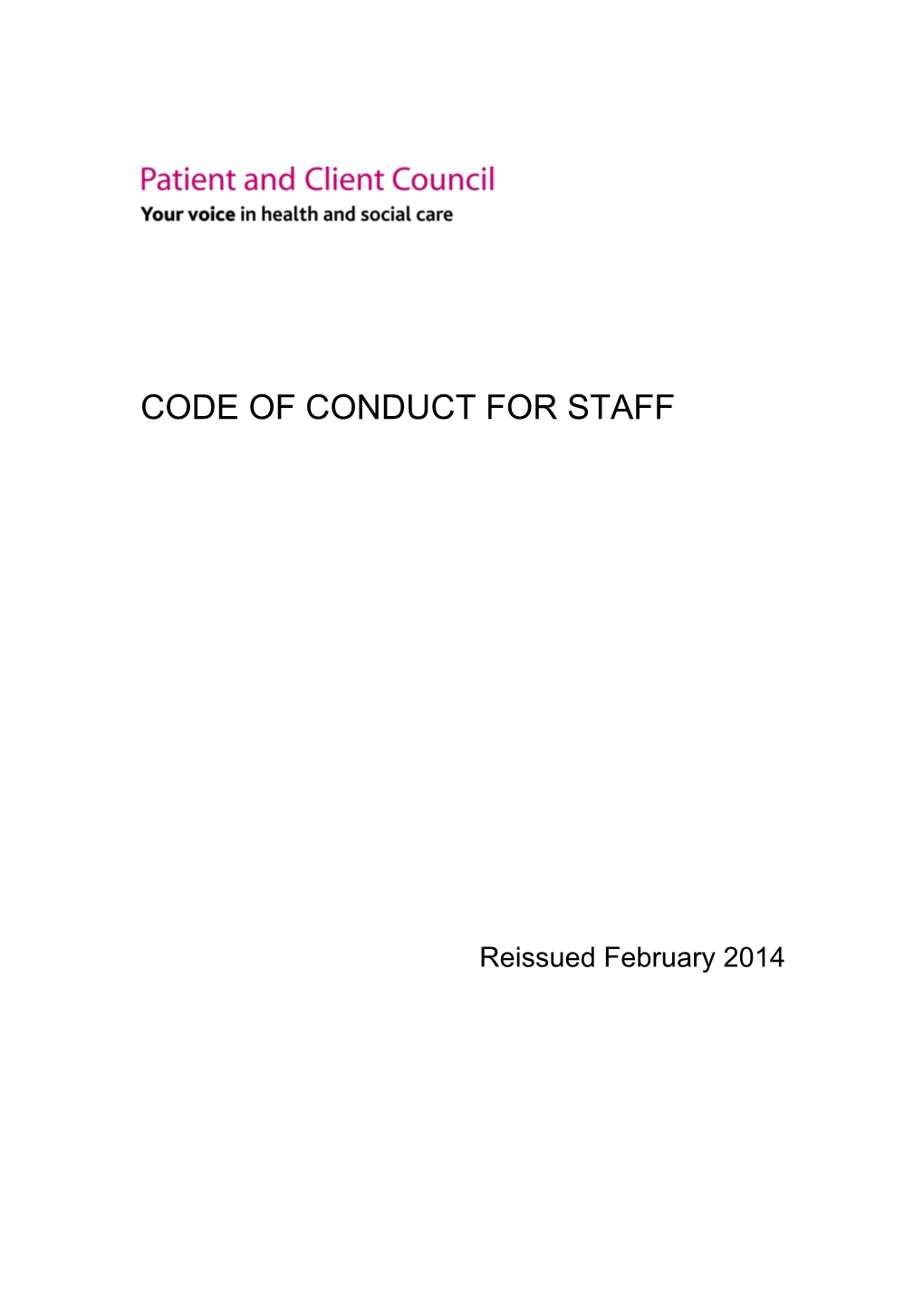 Code of Conduct for Staff