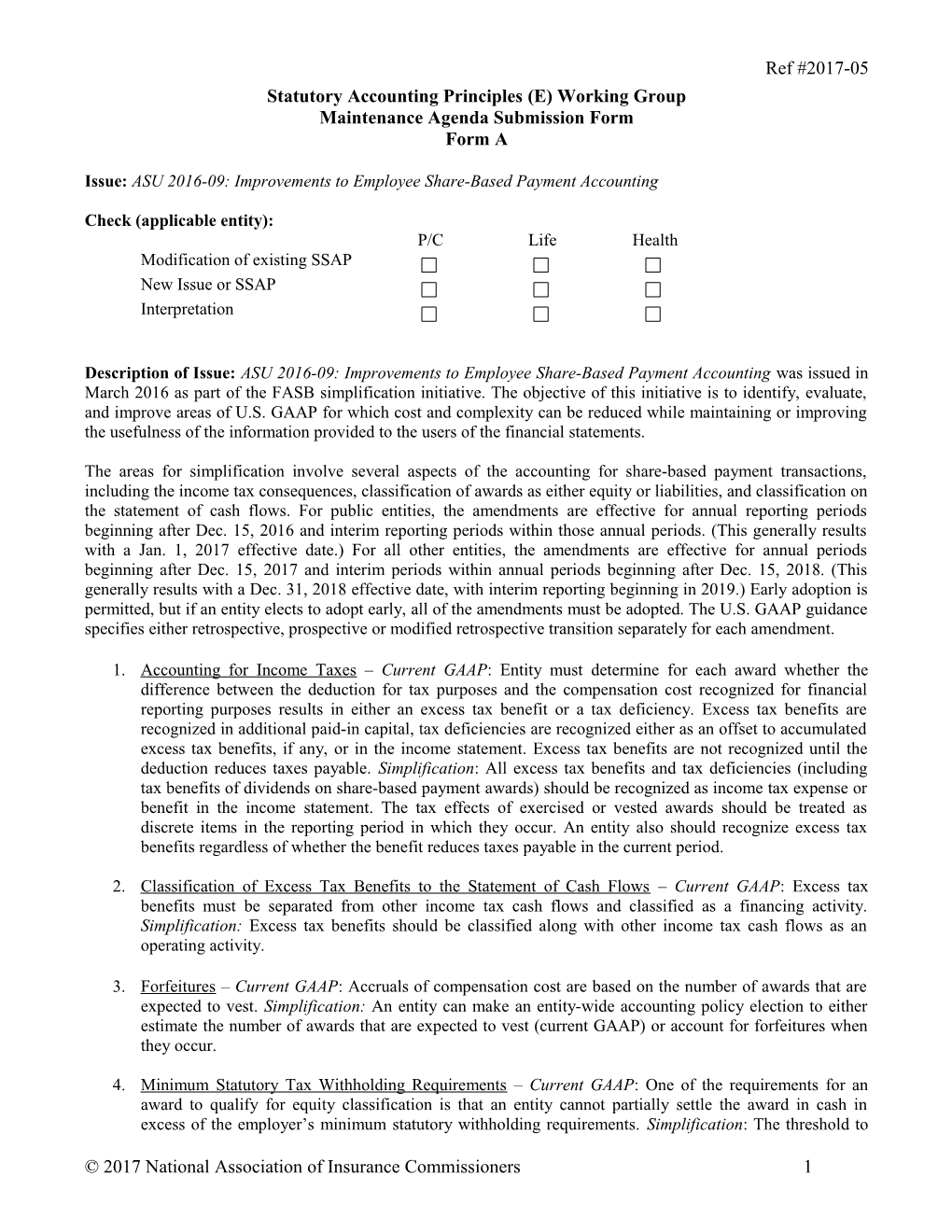 Statutory Accounting Principles Working Group s10