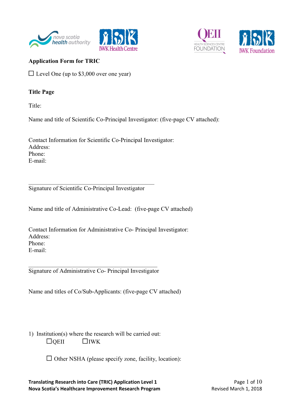 Trnslating Research Into Care (TRIC): Health Care Improvement Research Program