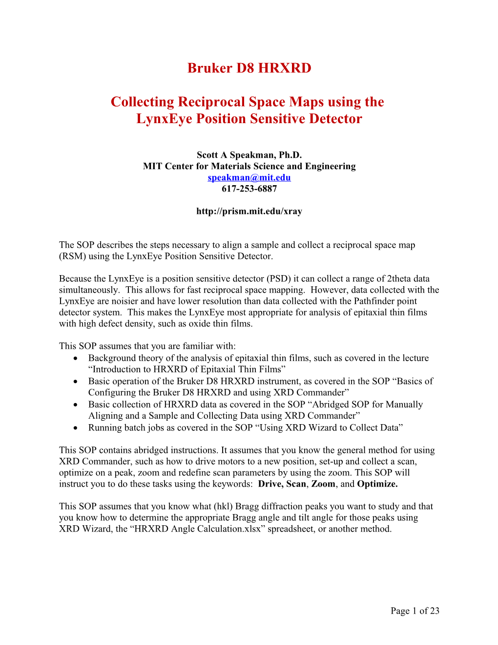 Collecting Reciprocal Space Maps Using The