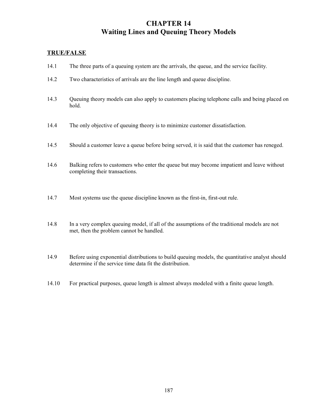 Waiting Lines and Queuing Theory Models Lchapter 14