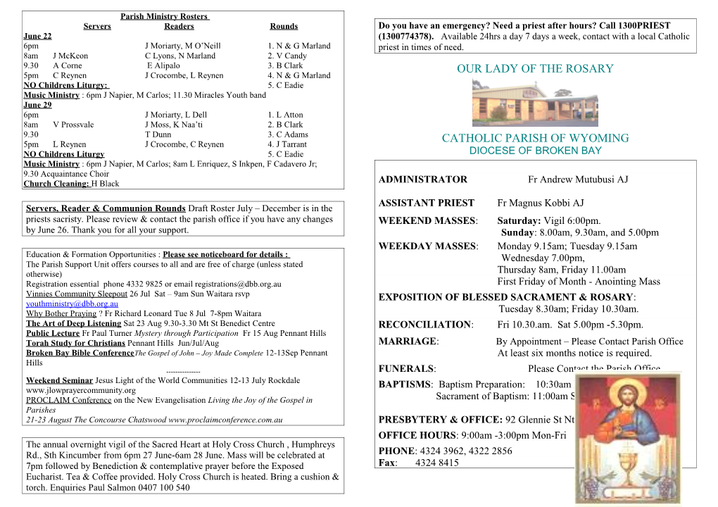 Parish Ministry Rosters