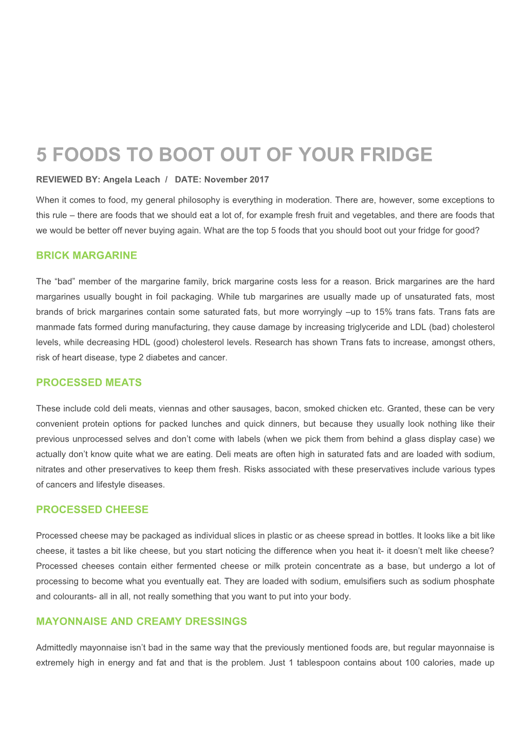 5 Foods to Boot out of Your Fridge