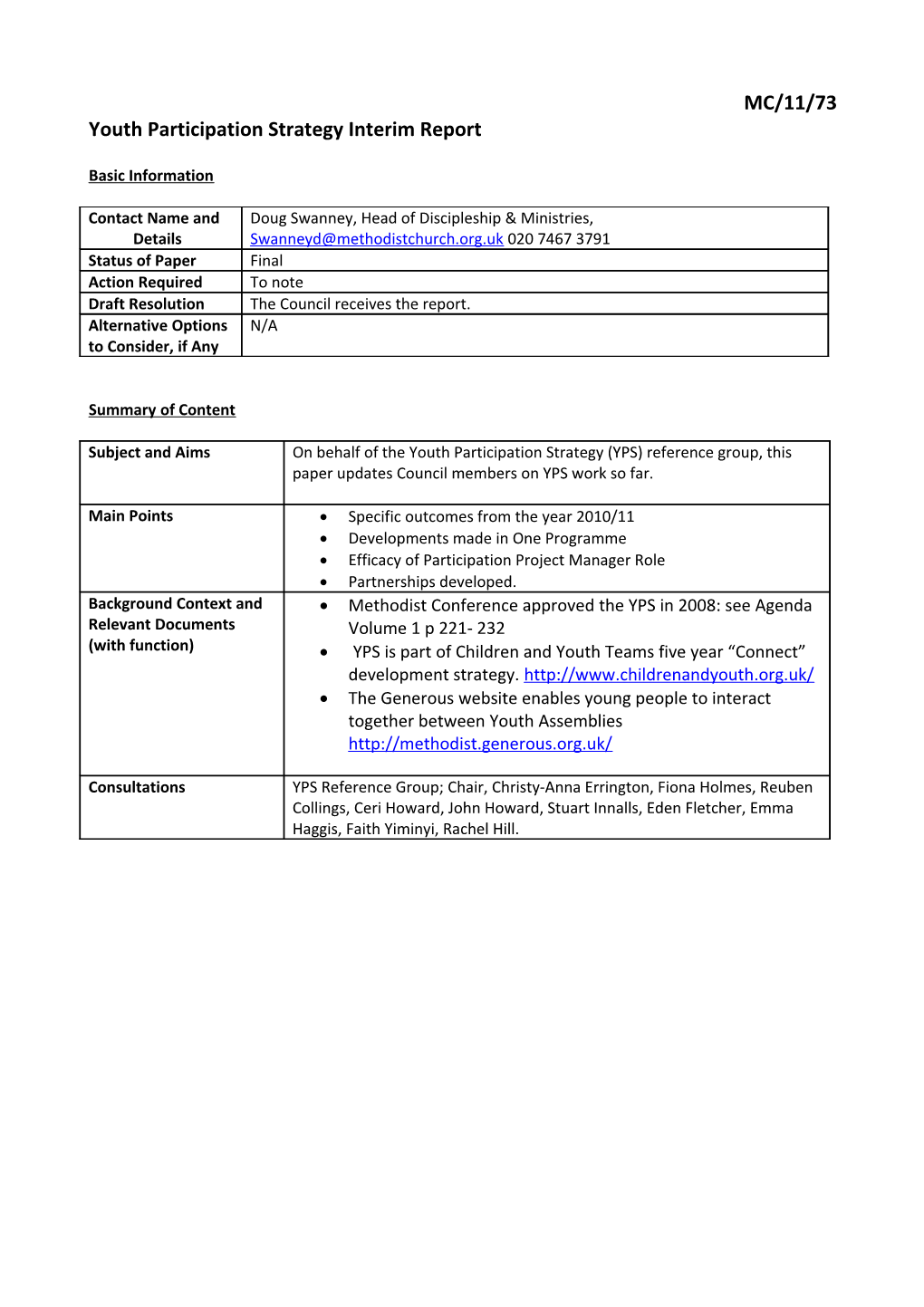 Template for Papers for Consideration by the Strategies and Resources Committee s1