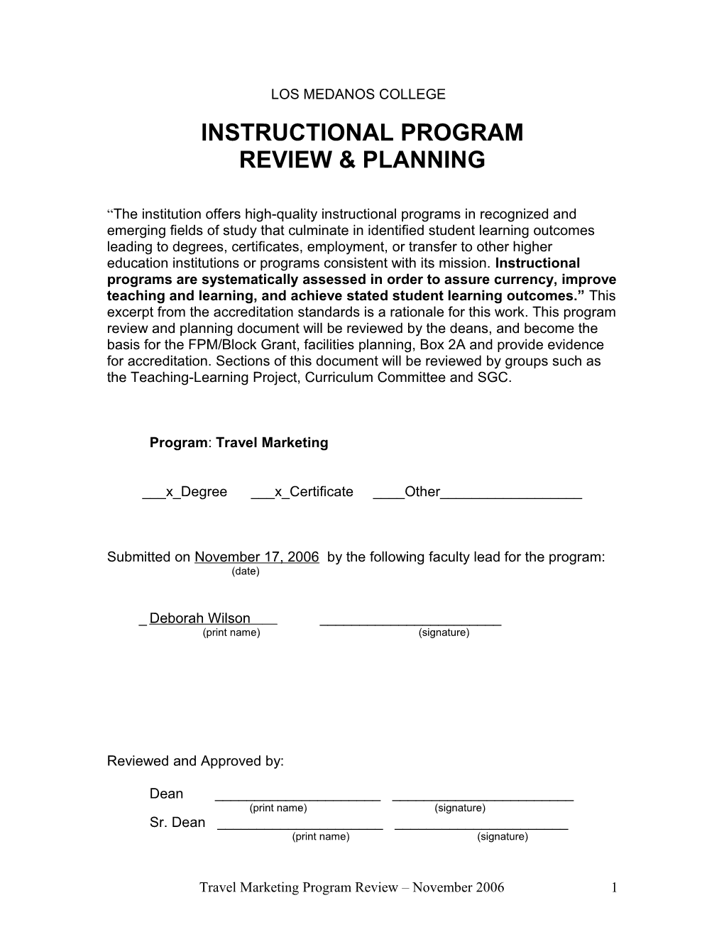 Instructional Program Review & Planning