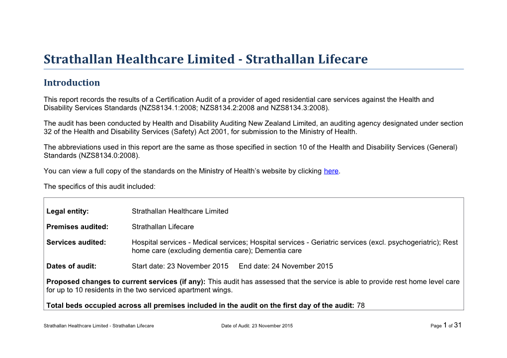 Strathallan Healthcare Limited - Strathallan Lifecare