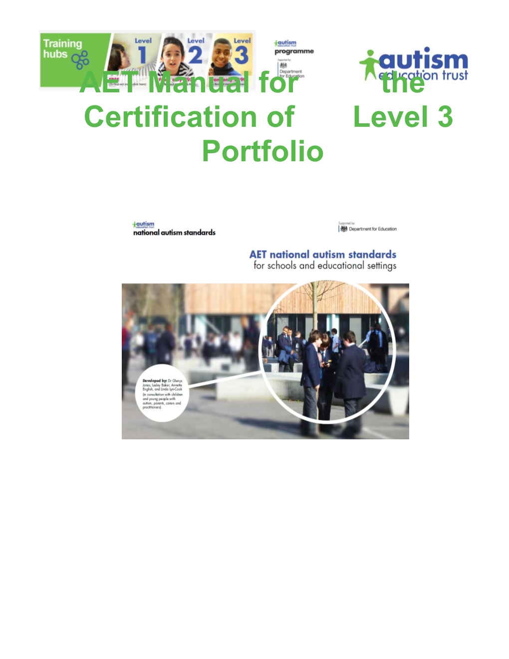 AET Manual for the Certification of Level 3 Portfolio