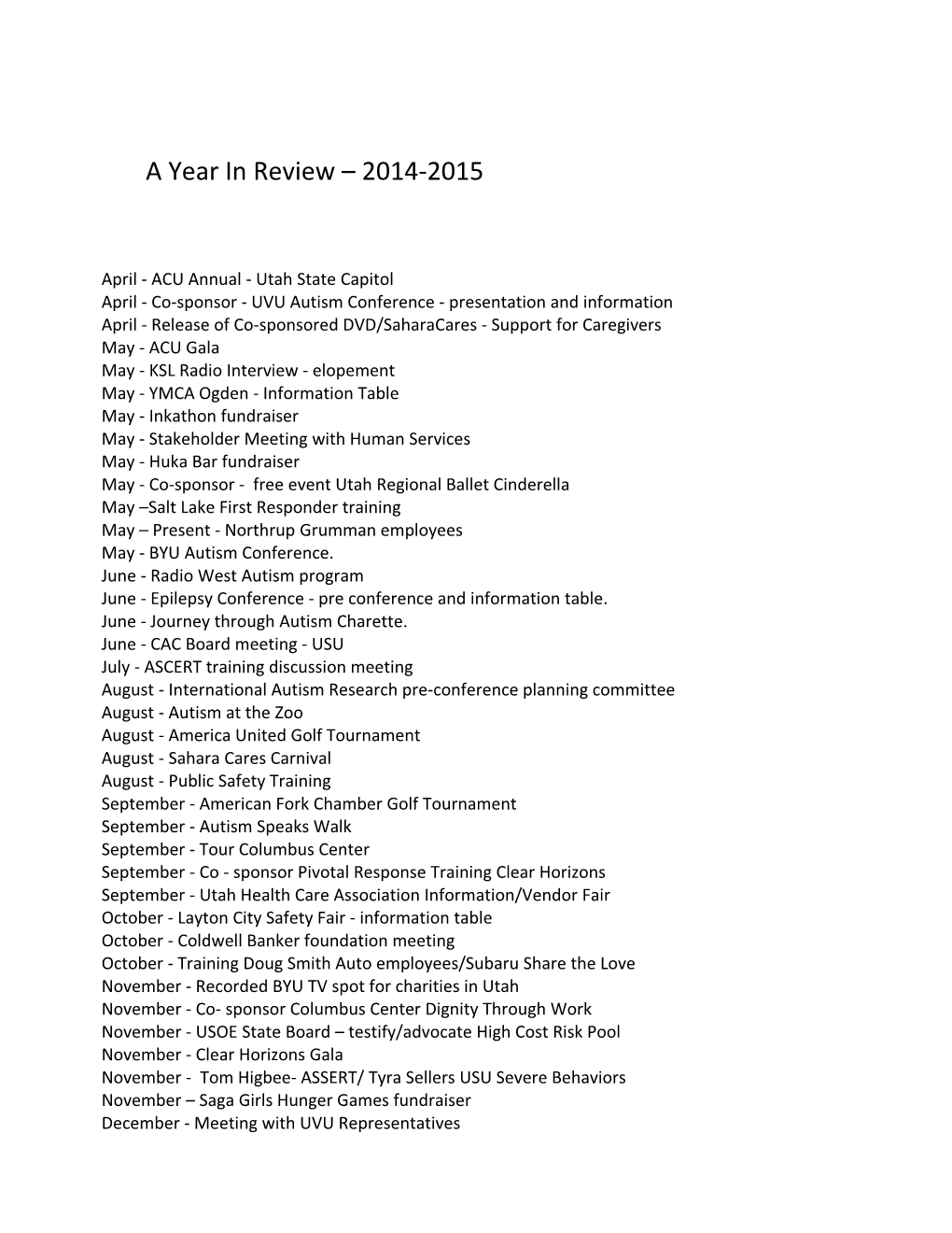 A Year in Review 2014-2015