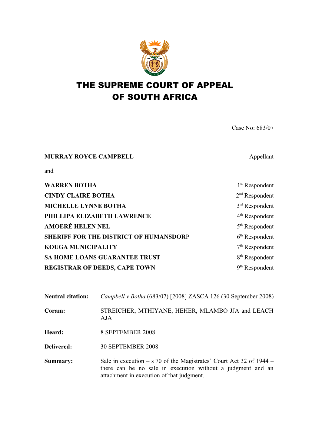 The Supreme Court of Appeal s1