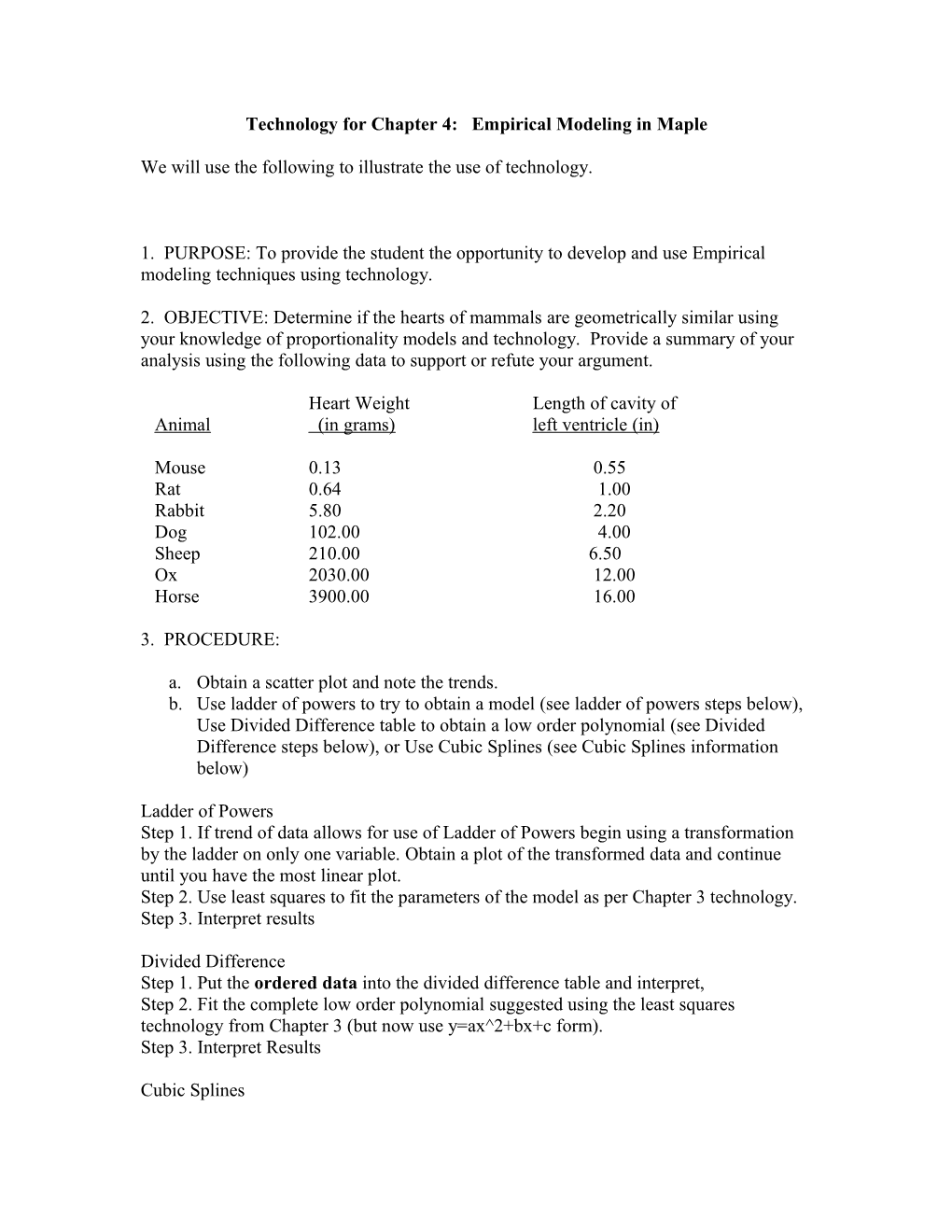 Technology for Chapter 2: the Modeling Process, Proportionality, and Geometric Similarity