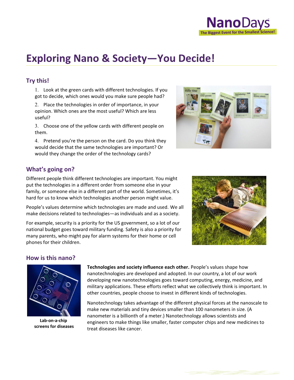 Exploring Nano & Society You Decide!