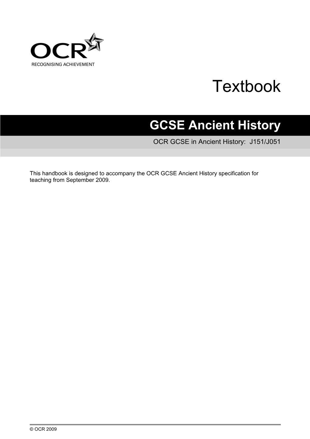 OCR GCSE in Ancient History: J151/J051