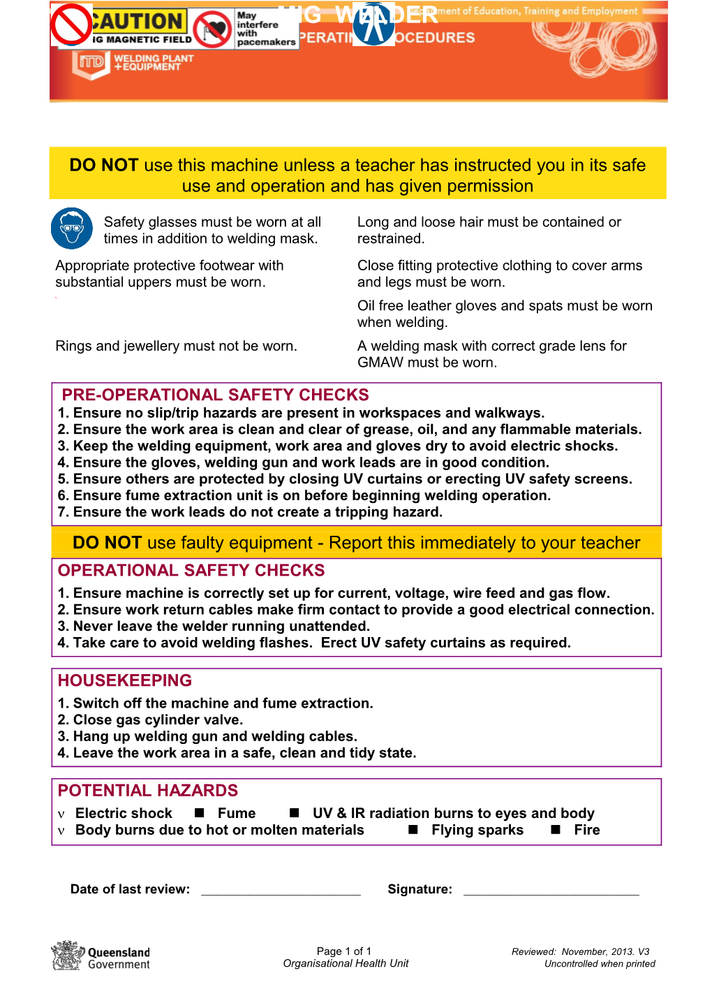 DETE - Safe Operating Procedure