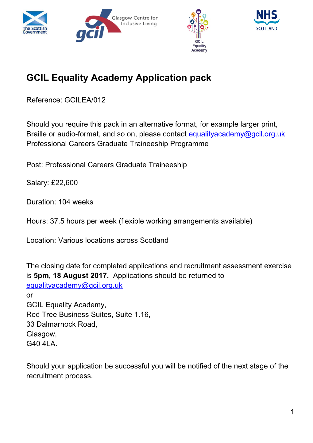 GCIL Equality Academy Application Pack