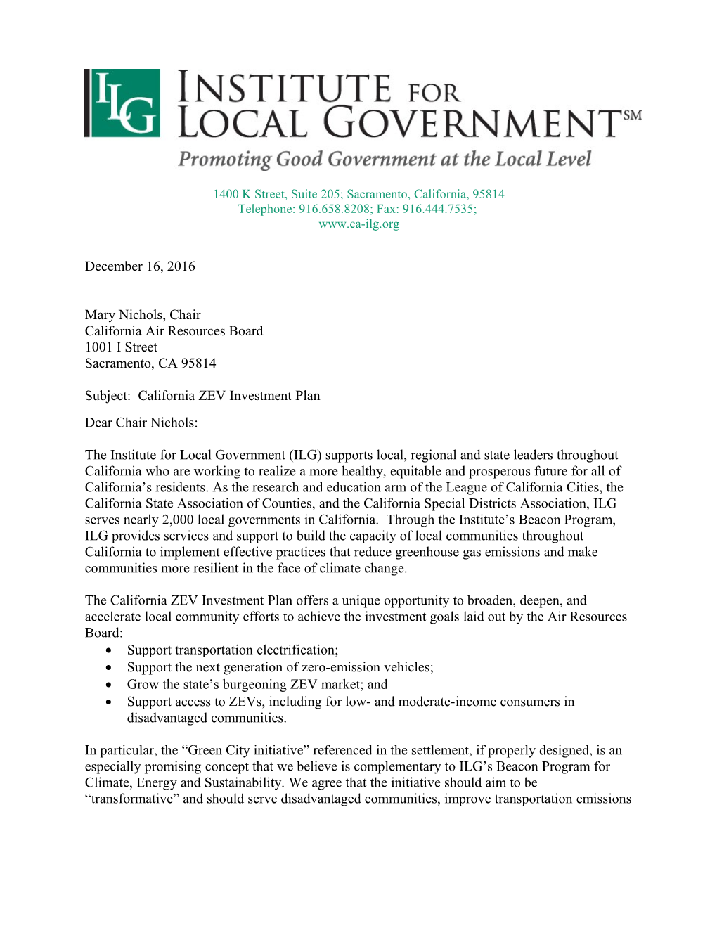 ZEV Investment Plan Comments, Institute for Local Government Page 3