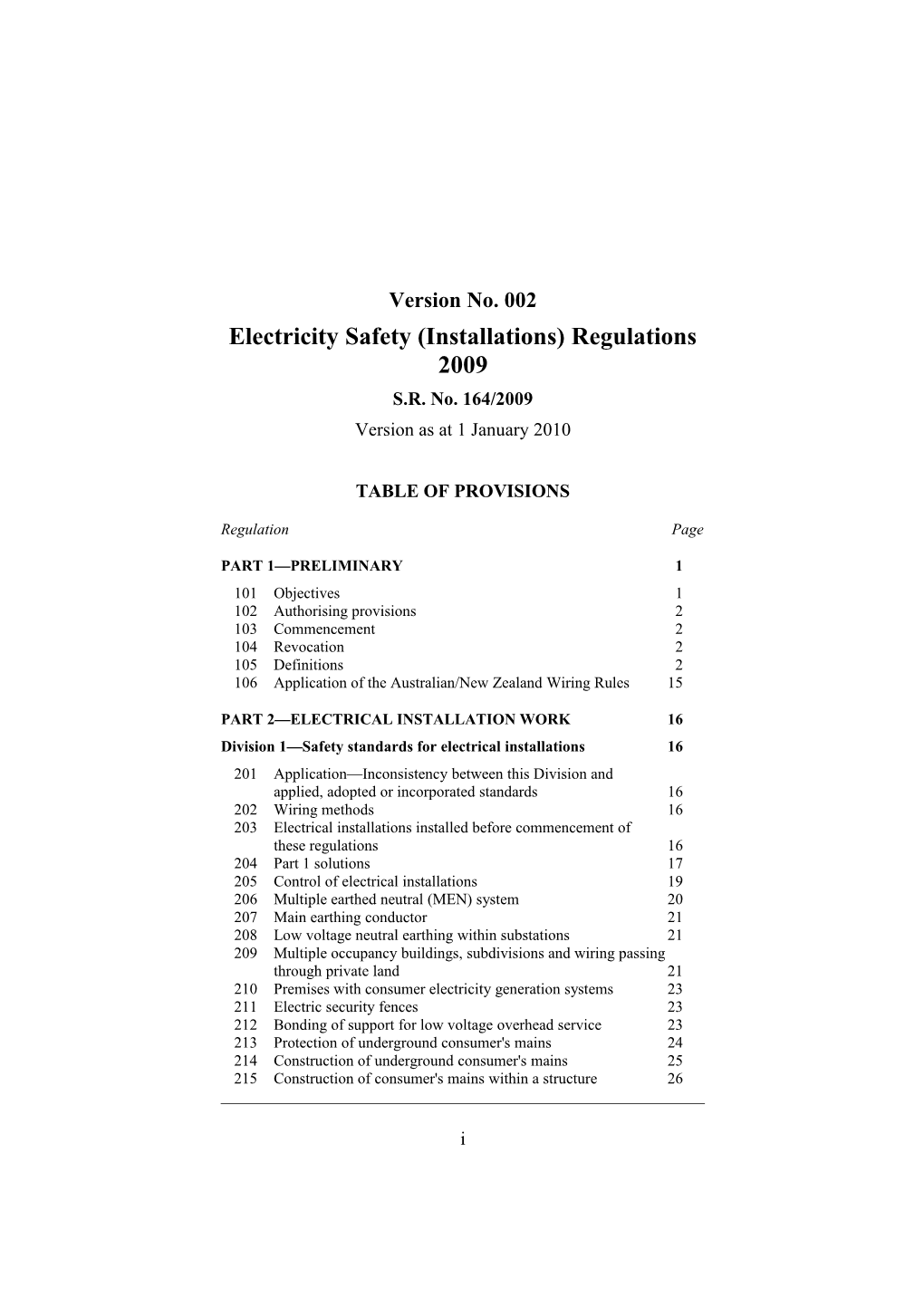 Electricity Safety (Installations) Regulations 2009