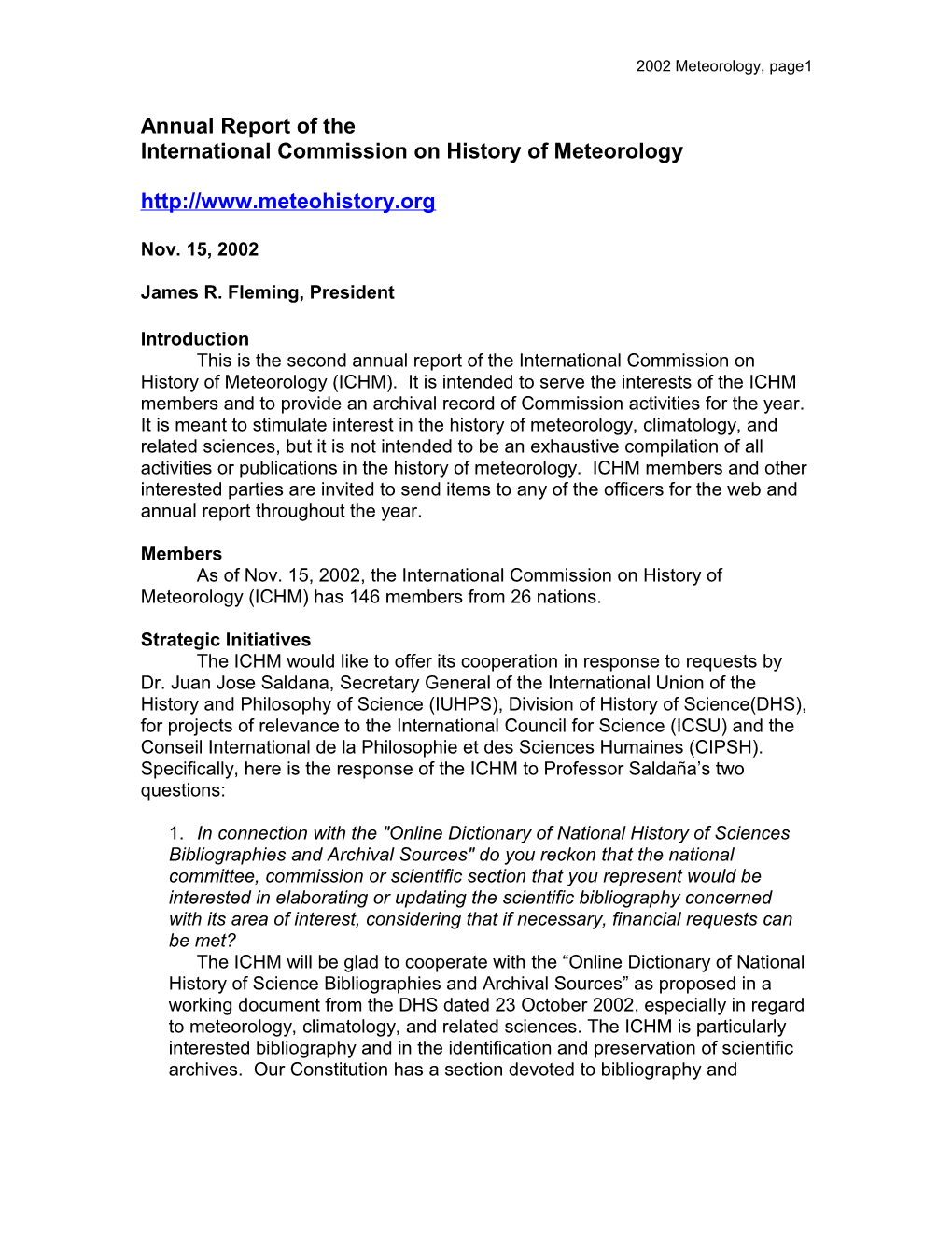 International Commission on History of Meteorology