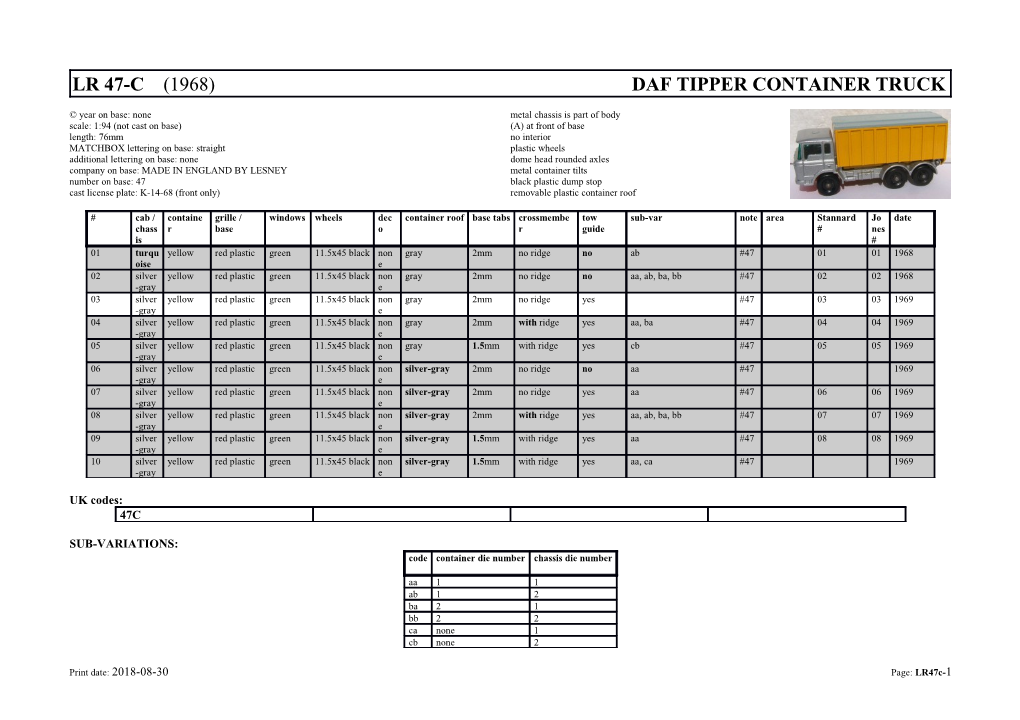 Lr 47-C Daf Tipper Container Truck