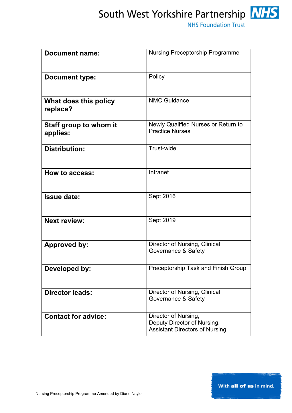 Nursing Preceptorship Programme