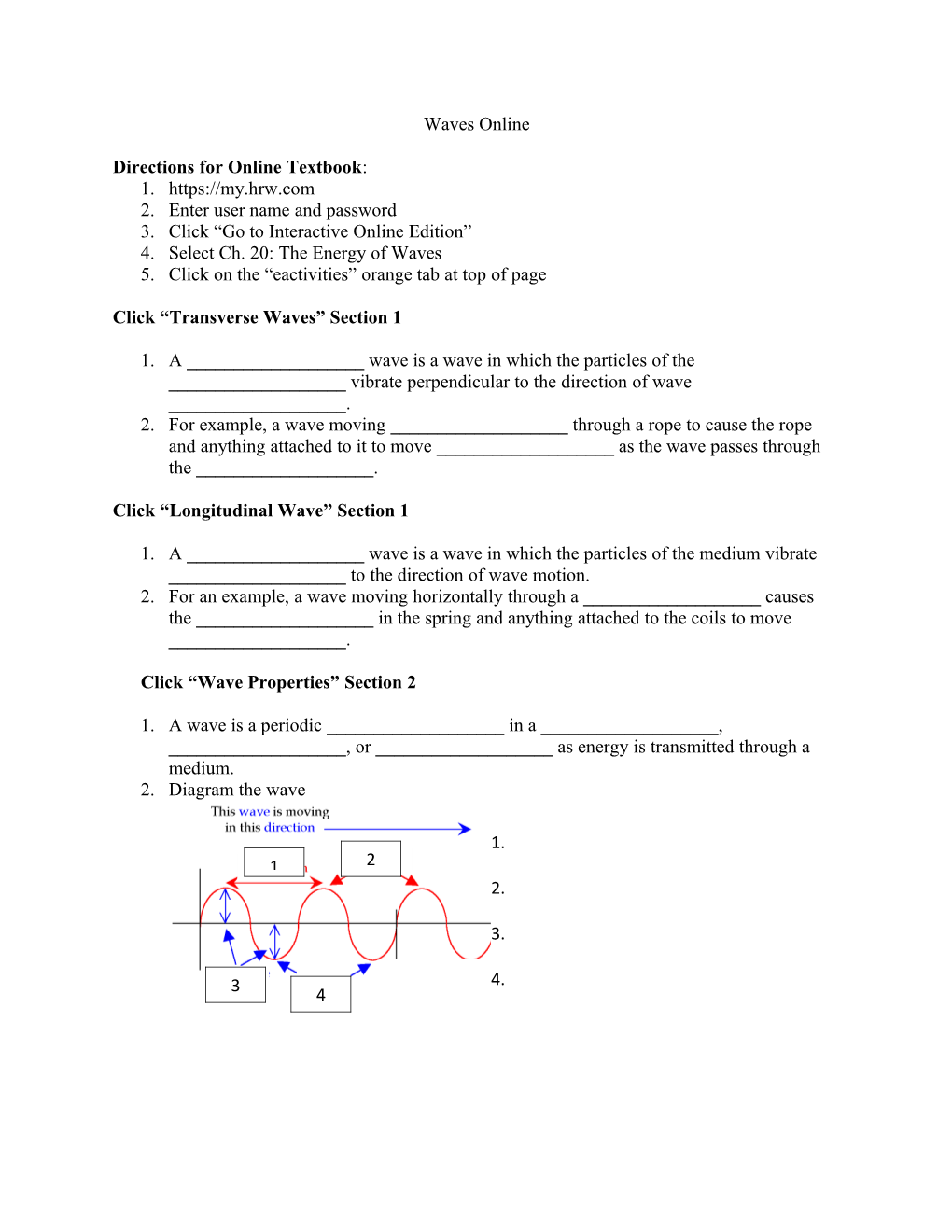 Directions for Online Textbook