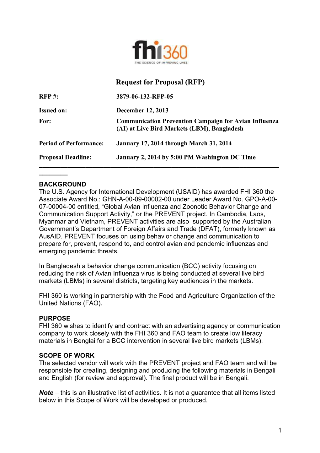 Request for Proposal (RFP) s1