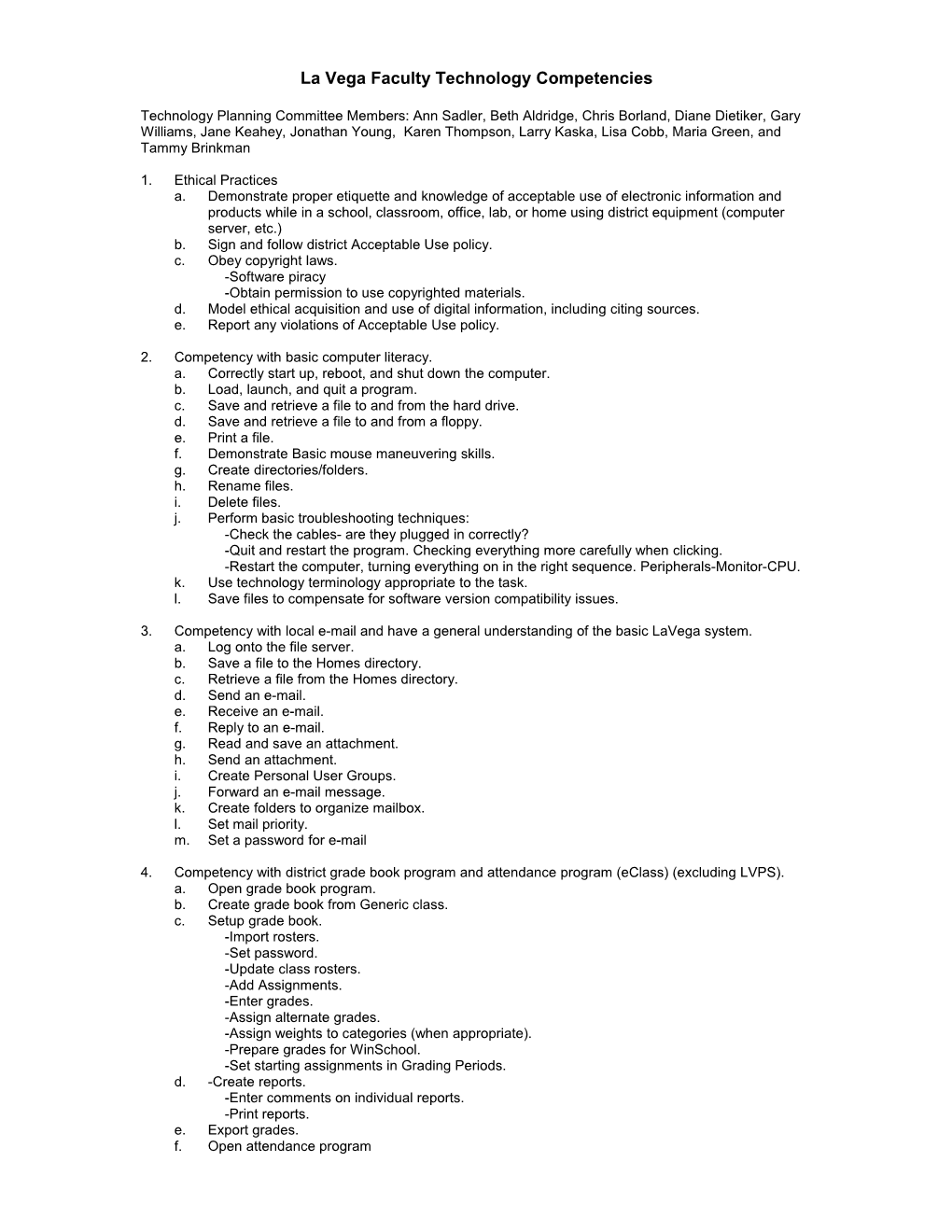 Faculty Technology Competencies