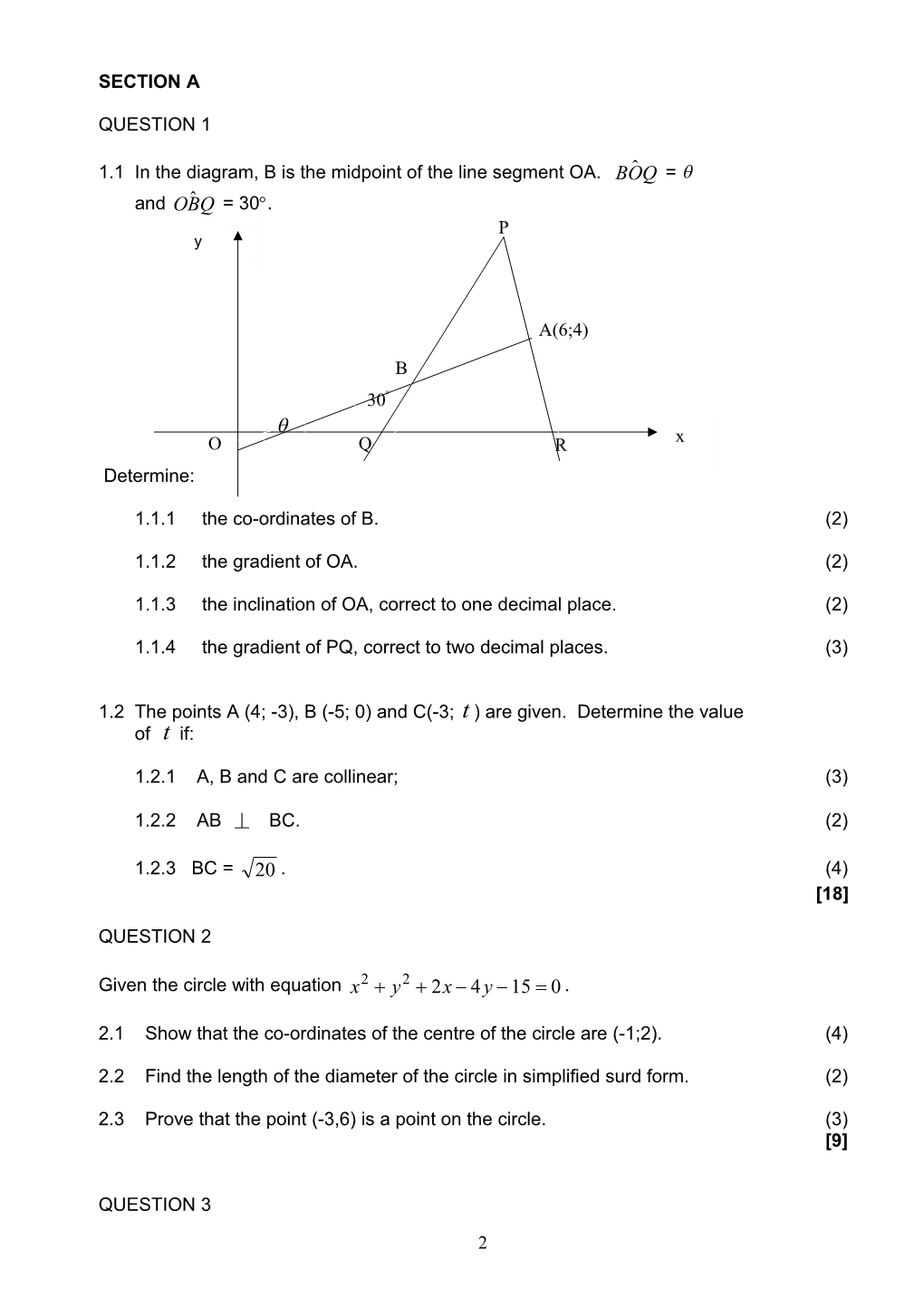 1.1In the Diagram, B Is the Midpoint of the Line Segment OA. =