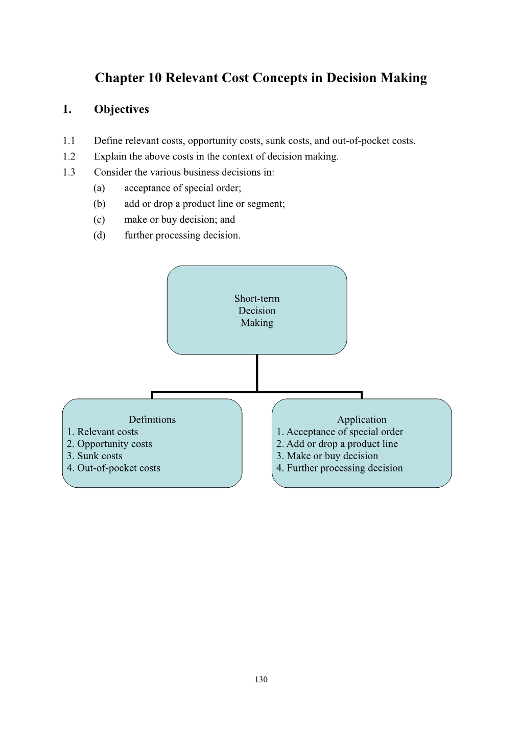 Chapter 6 Relevant Cost Concepts in Decision Making