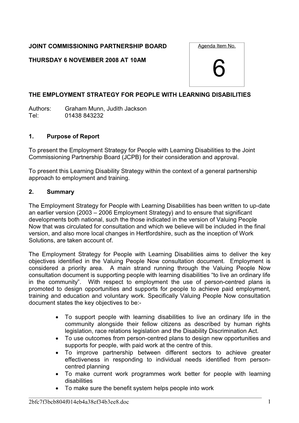 The Employment Strategy for People with Learning Disabilities