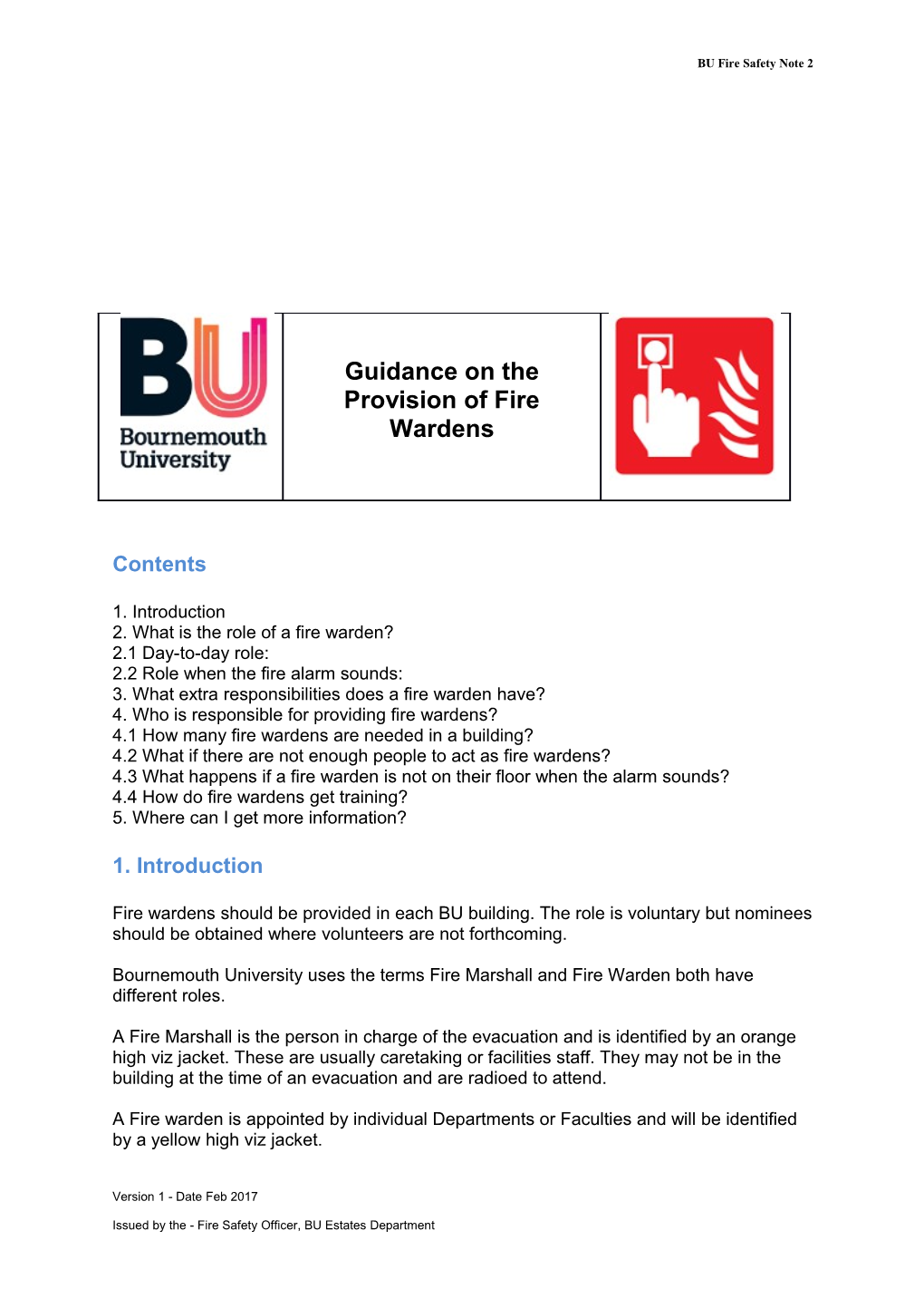 Guidance on the Provision of Fire Wardens