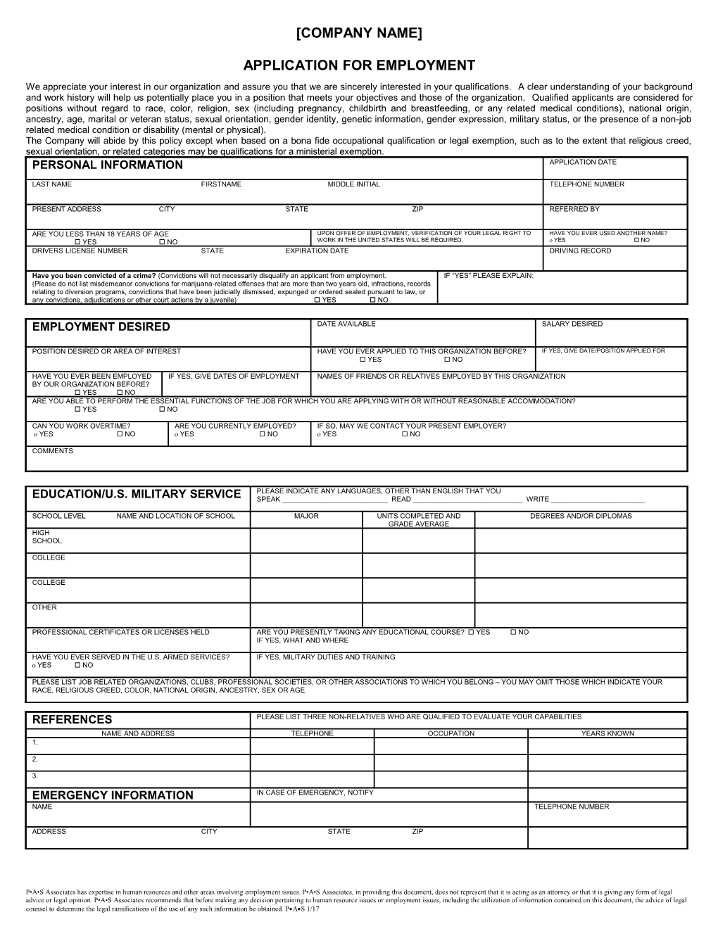 Application for Employment s82