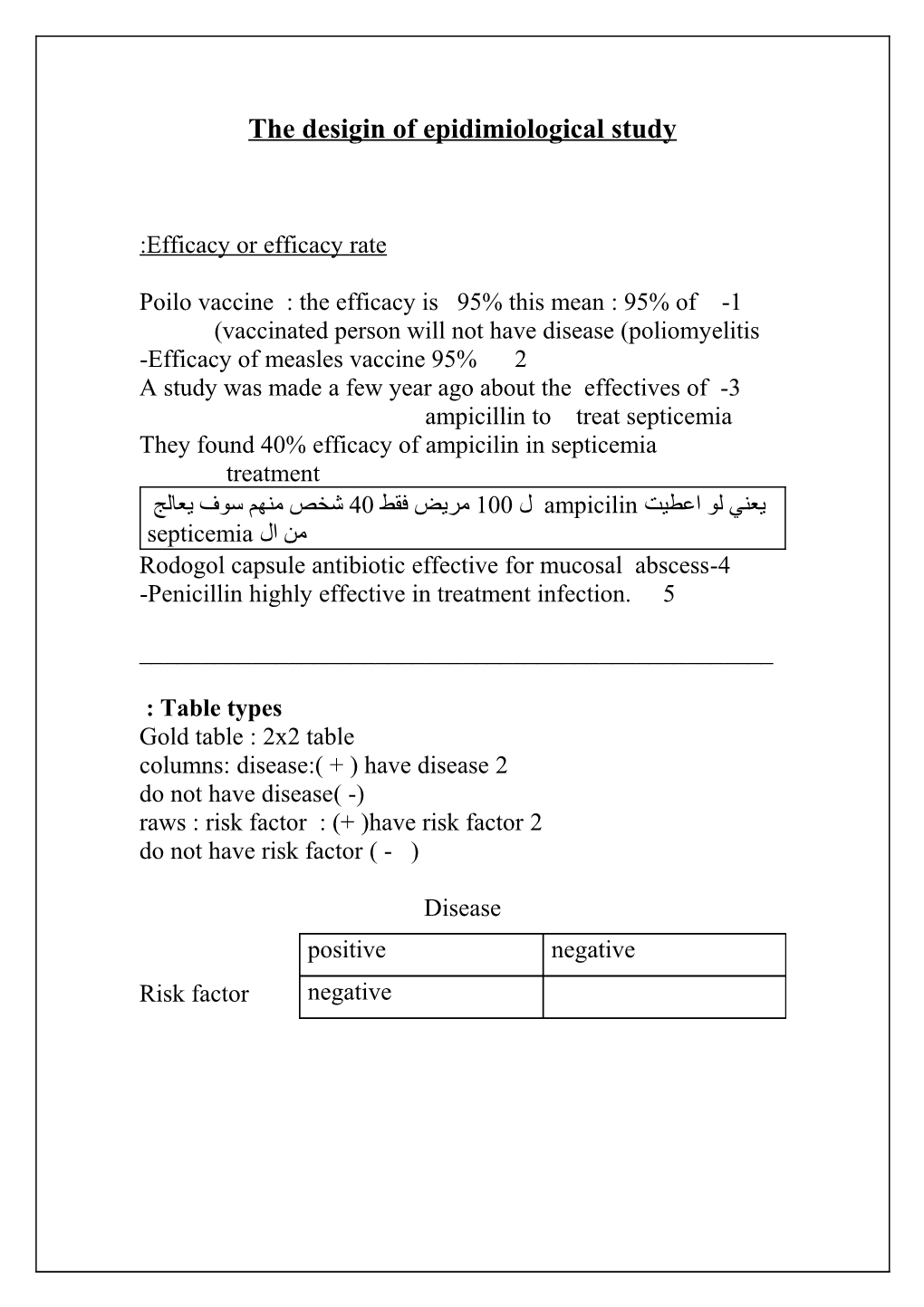 The Desigin of Epidimiological Study