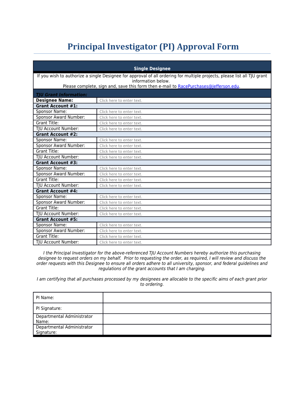 Principal Investigator (PI) Approval Form