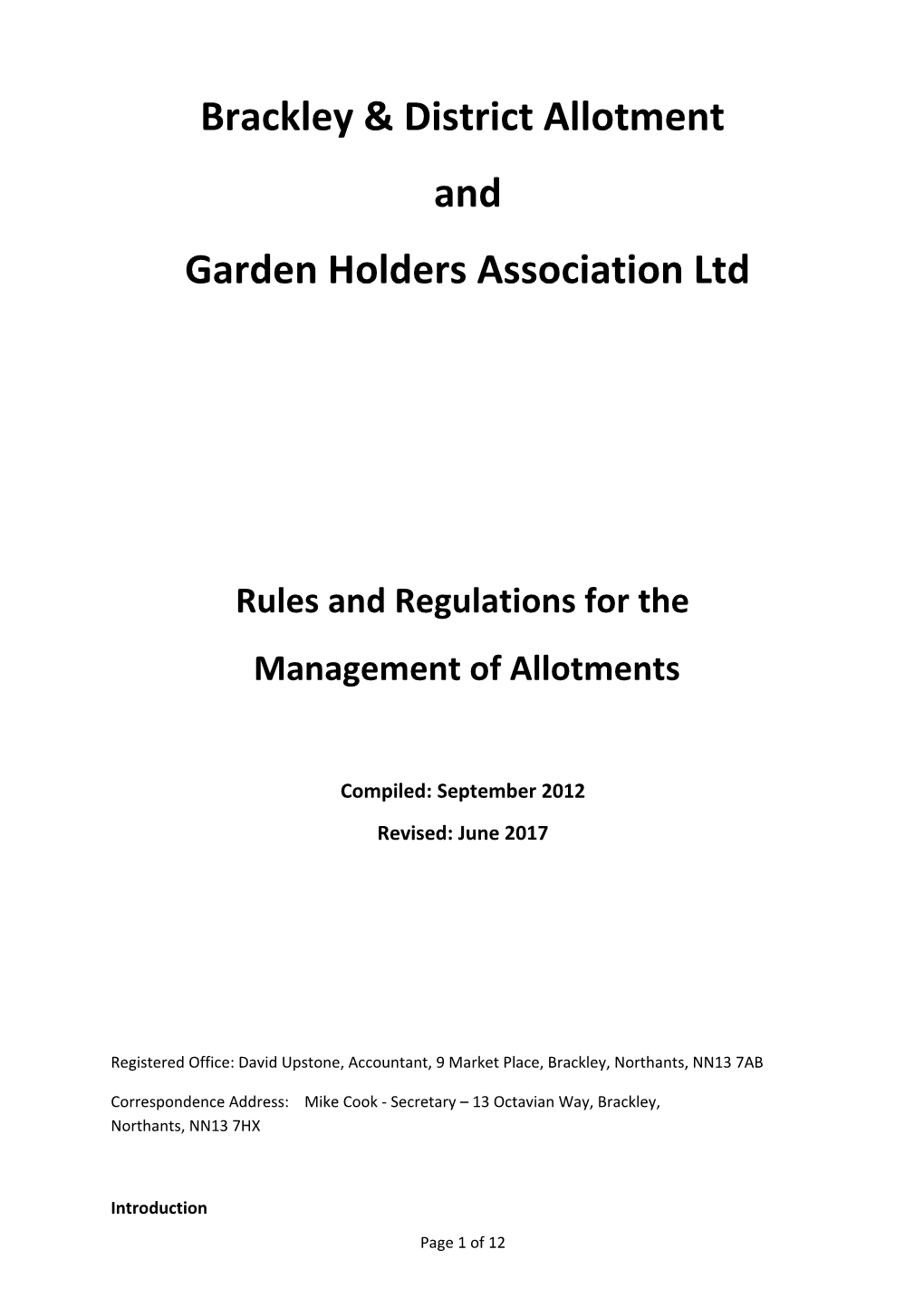 Brackley & District Allotment