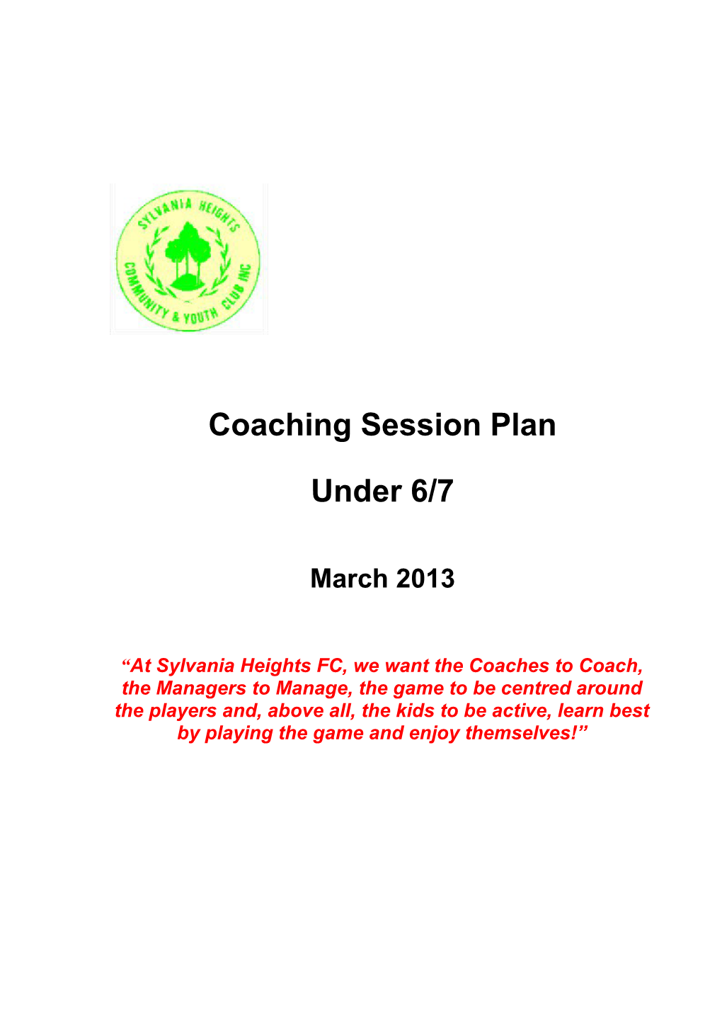 Coaching Session Plan