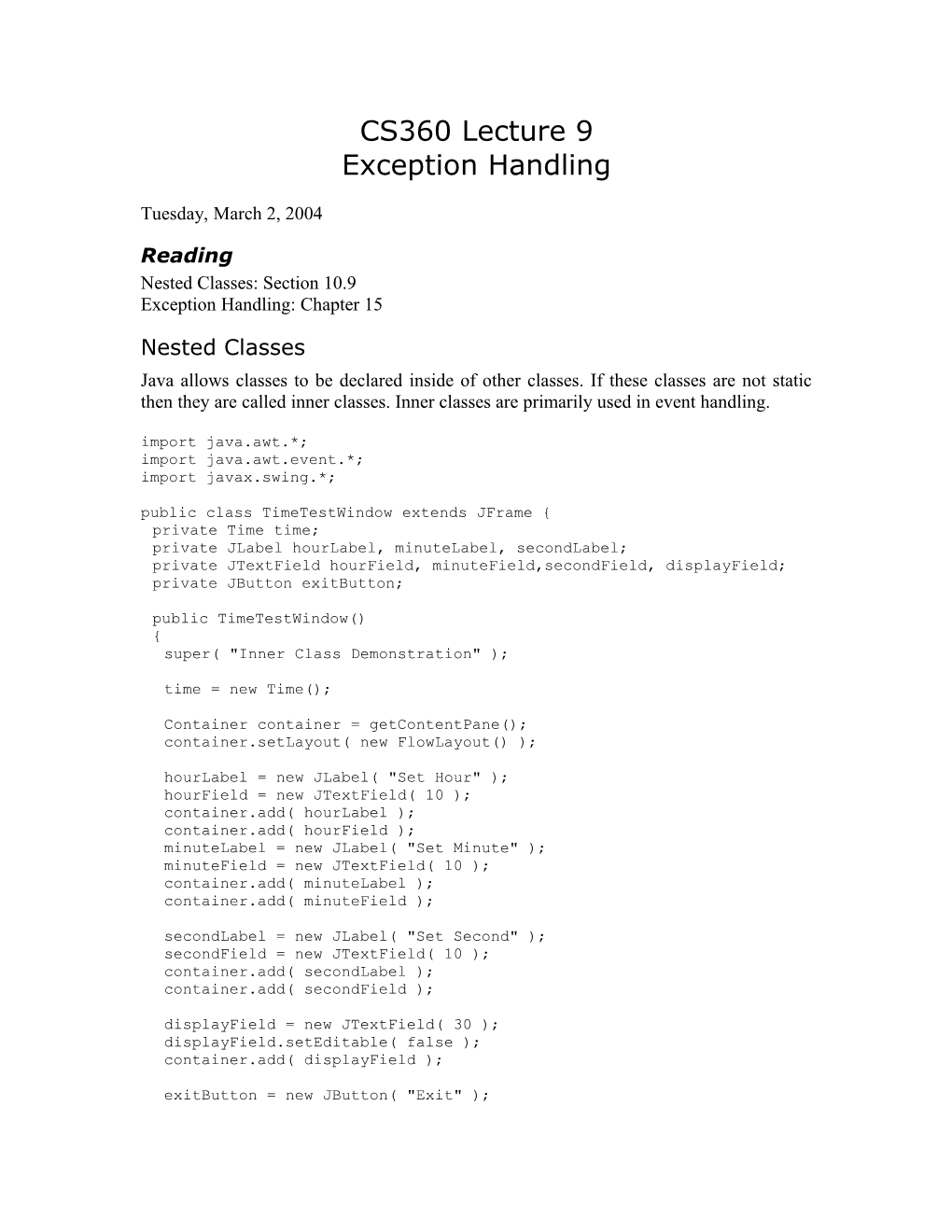 Exception Handling